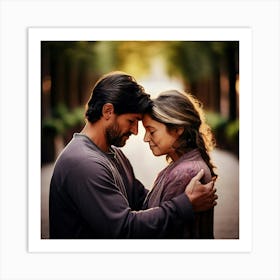 Man And Woman Embracing Art Print