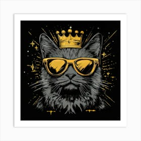 Cat With Golden.Generated AI. Wall Art Print Art Print