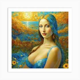 Woman In Blue Dresshii Art Print