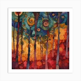 Swirling Trees Art Print