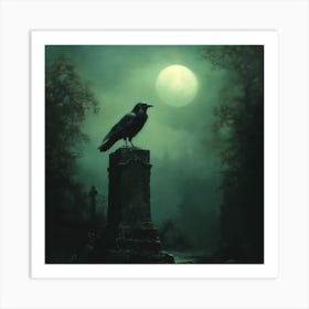 Crow In The Cemetery Art Print