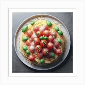 Spaghetti With Tomatoes And Basil Art Print