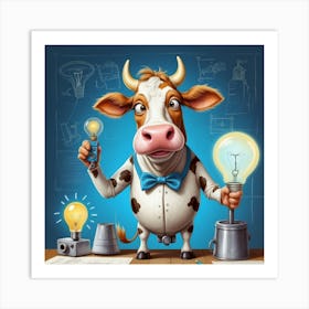 Cow With Light Bulb 1 Art Print