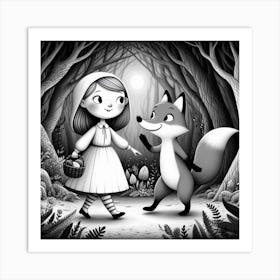 Girl and fox 1 Art Print