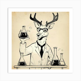 Deer In Lab Coat 2 Art Print