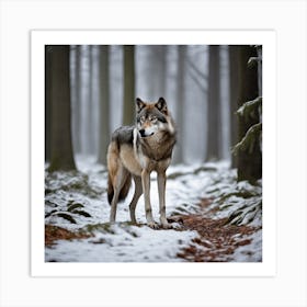 Wolf In The Woods 8 Art Print