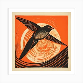 Retro Bird Lithograph Barn Swallow 1 Art Print