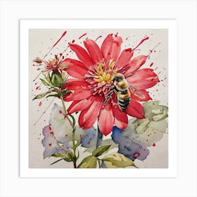 Bee On Flower Art Print