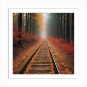 Endless track in woods  Art Print