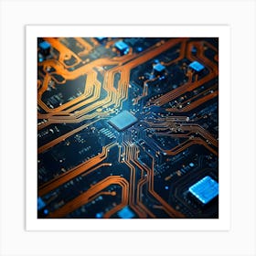 Close Up Of Electronic Circuit Board Art Print