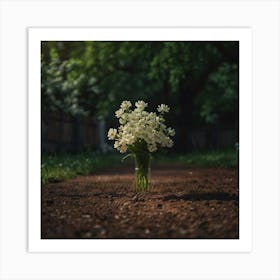 White Flowers In A Vase 1 Art Print