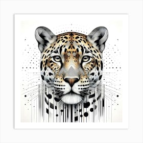 Leopard Head - Abstract Line Art Illustration 1 Art Print