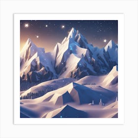 Low Poly Mountain Landscape 1 Art Print