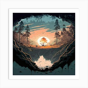 Sunset In The Cave Art Print