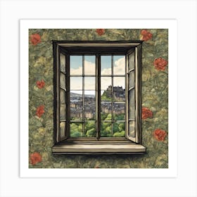 Window View Of Edinburgh Scotland In The Style Of William Morris 4 Art Print