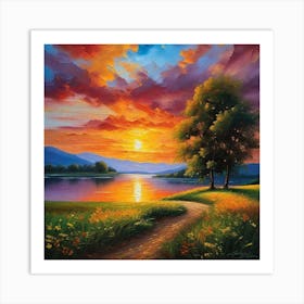 Sunset By The Lake 54 Art Print