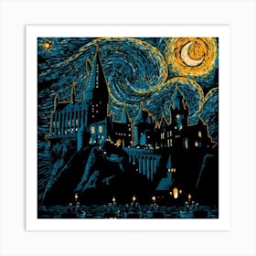 Castle starry night Art Print