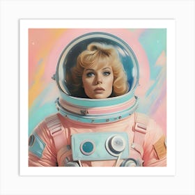 Pastel Female Astronaut 3 Art Print