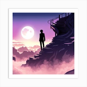 The climb to the moon Art Print