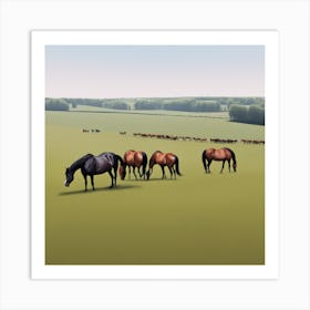 Horses In A Field 14 Art Print