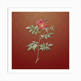 Vintage Rosa Redutea Glauca Botanical on Falu Red Pattern n.1743 Art Print