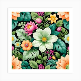 Floral Seamless Pattern Art Print