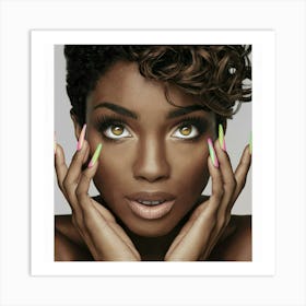 Black Woman With Neon Nails 2 Art Print