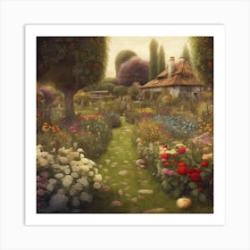 Gustav Klimt Style Farm Garden 15 Art Print