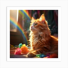 Rainbow Cat Art Print