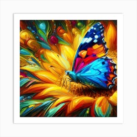 Butterfly On Sunflower 1 Art Print