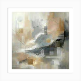 Abstract Art, Neutral Painting Beige, Grey 2 (1) Art Print