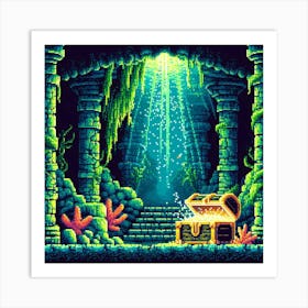 8-bit underwater cavern 2 Art Print