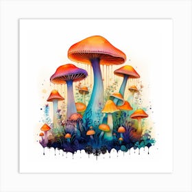 Mushrooms On A White Background Art Print