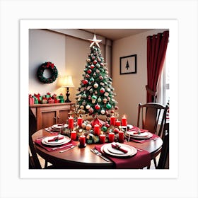 Christmas Decorations On Table In Living Room (33) Art Print