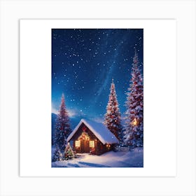 Cabin In The Snow Art Print