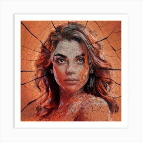 Woman With A Broken Face Art Print