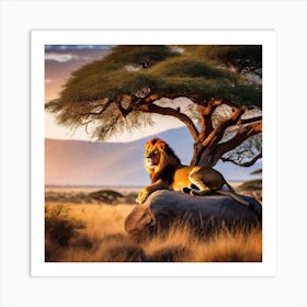 Lion In The Savannah 22 Art Print