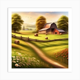 Peaceful Farm Meadow Landscape (53) Art Print