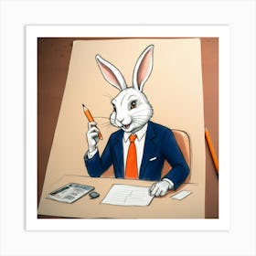 Rabbit In Business Suit 3 Art Print