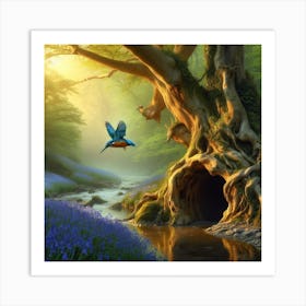 Kingfisher In The Forest Art Print