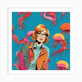 Girl With Jellyfish Art Print