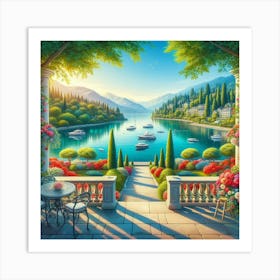 Garden By The Lake Art Print