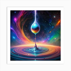 A Cosmic Water Drop Falling Into A Rippling Pool Art Print