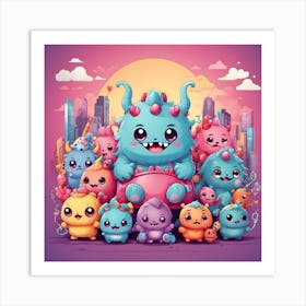 Monsters In The City Art Print