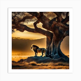Lion Under The Tree 18 Art Print