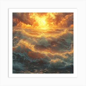 Sun Rising Over The Ocean Art Print