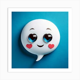 Firefly Heart Eyes Emoji With Speech Bubble On Blue Background 94365 Art Print