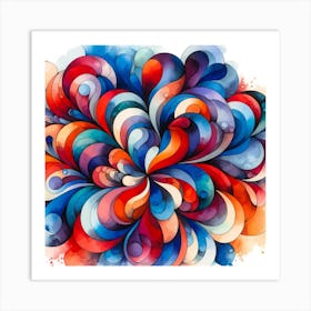 Watercolor Abstract Flower Leaves Wall Art Art Print