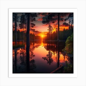 Sunset In The Forest 2 Art Print