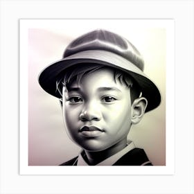 Portrait Of A Boy In A Hat Art Print